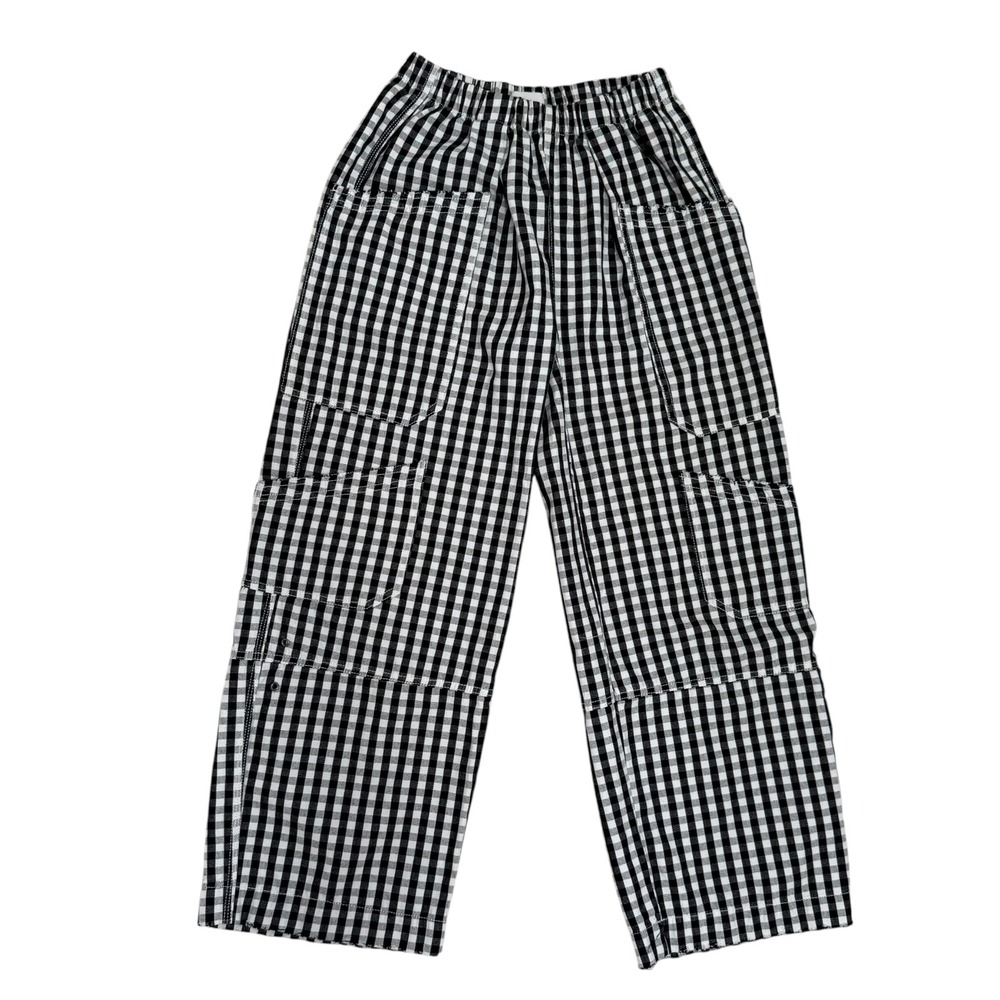 BDG Charlie Pants XS Wide Leg Painter Black White Checkered Buckle Back Urban O